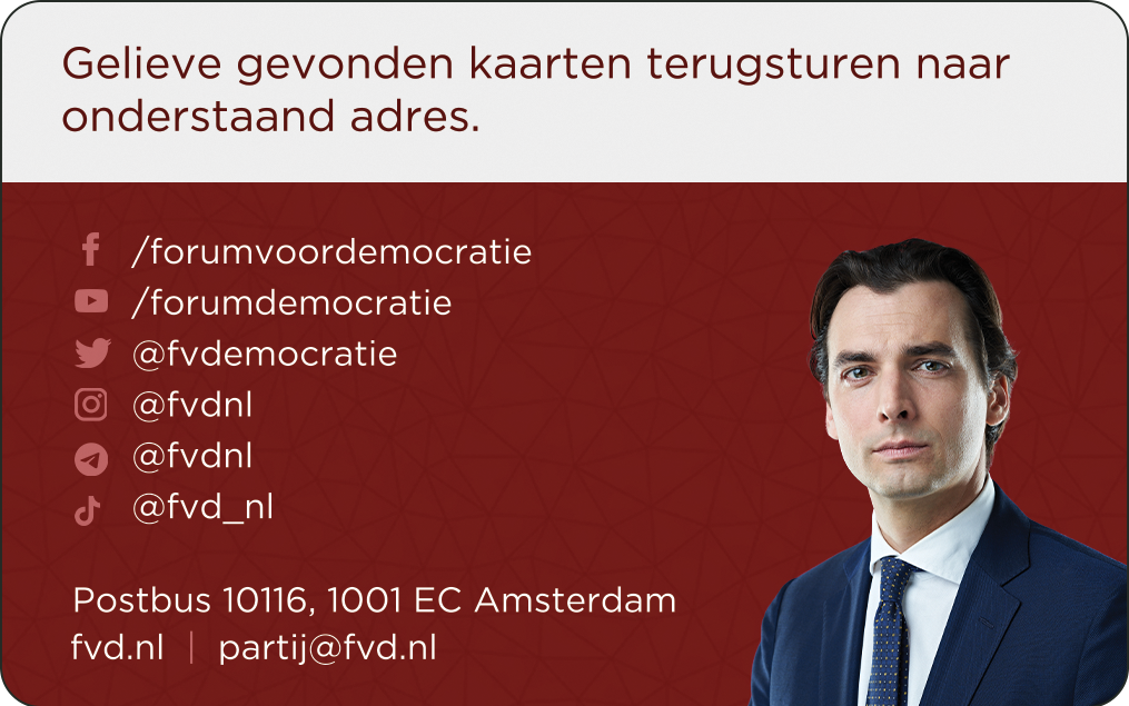 Achterkant van de FVD ledenpas