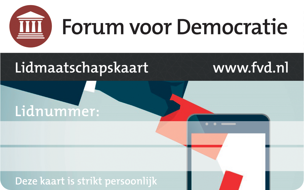 Voorkant van de FVD ledenpas